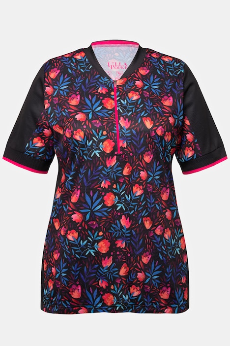 Radfahr-Funktionsshirt, Stehkragen, Zipper, Halbarm