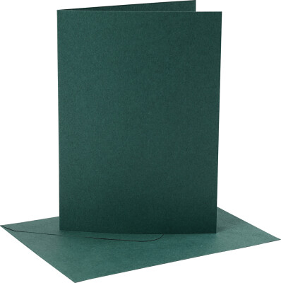 Kort Og Kuverter - Kort Str. 12,7X17,8 CM - Kuvert Str. 13,3X18,5 CM - 230 G - Mørk Grøn - 4 Sæt