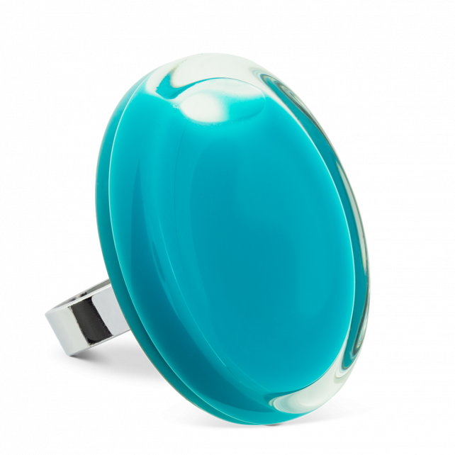 Bague en verre soufflé - Cachou Giga Milk