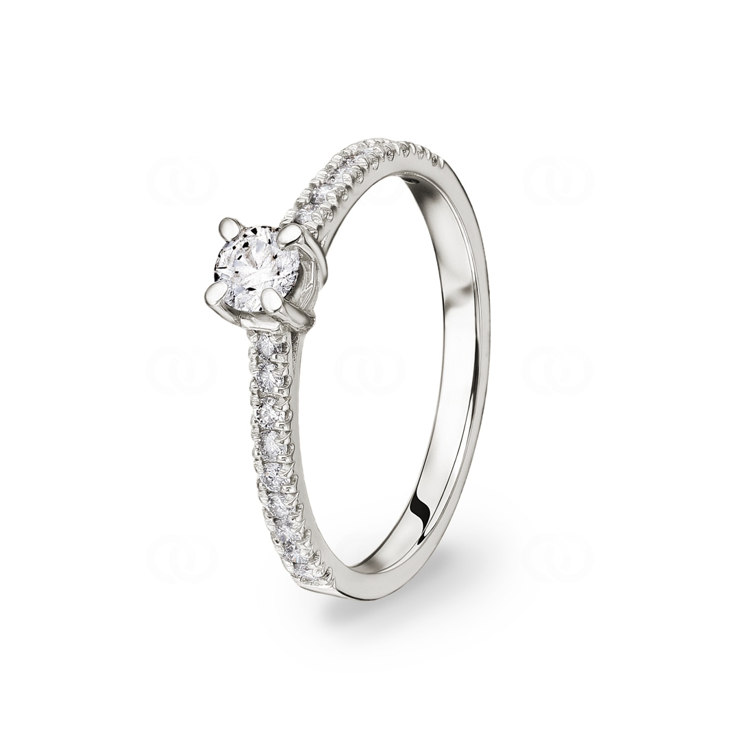 Verlobungsring 750/18 K Weissgold mit Diamanten 0.45 ct H/si