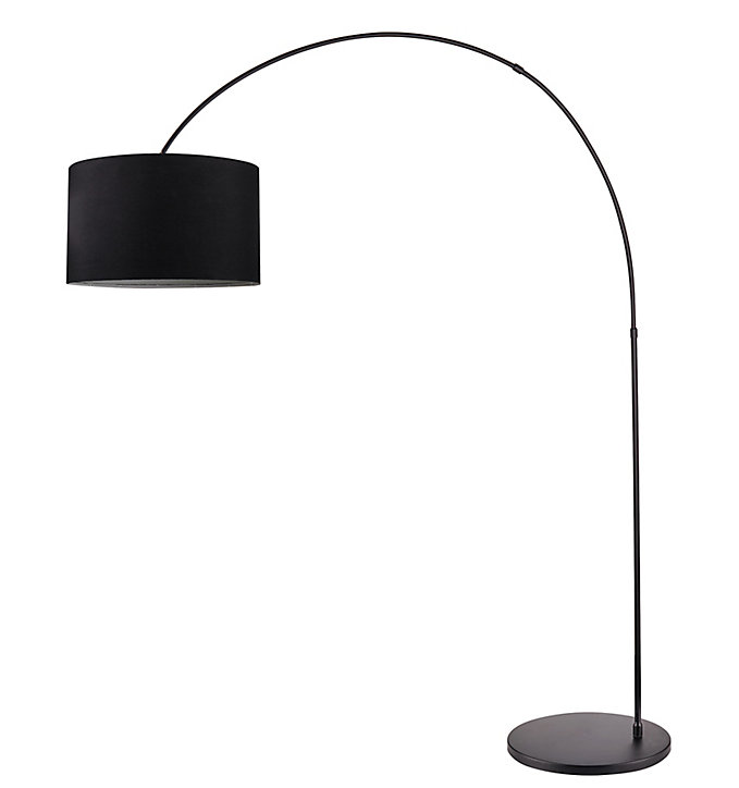 Lampadaire arqué Alacrane E27 L.190xH.220cm noir mat Goodhome