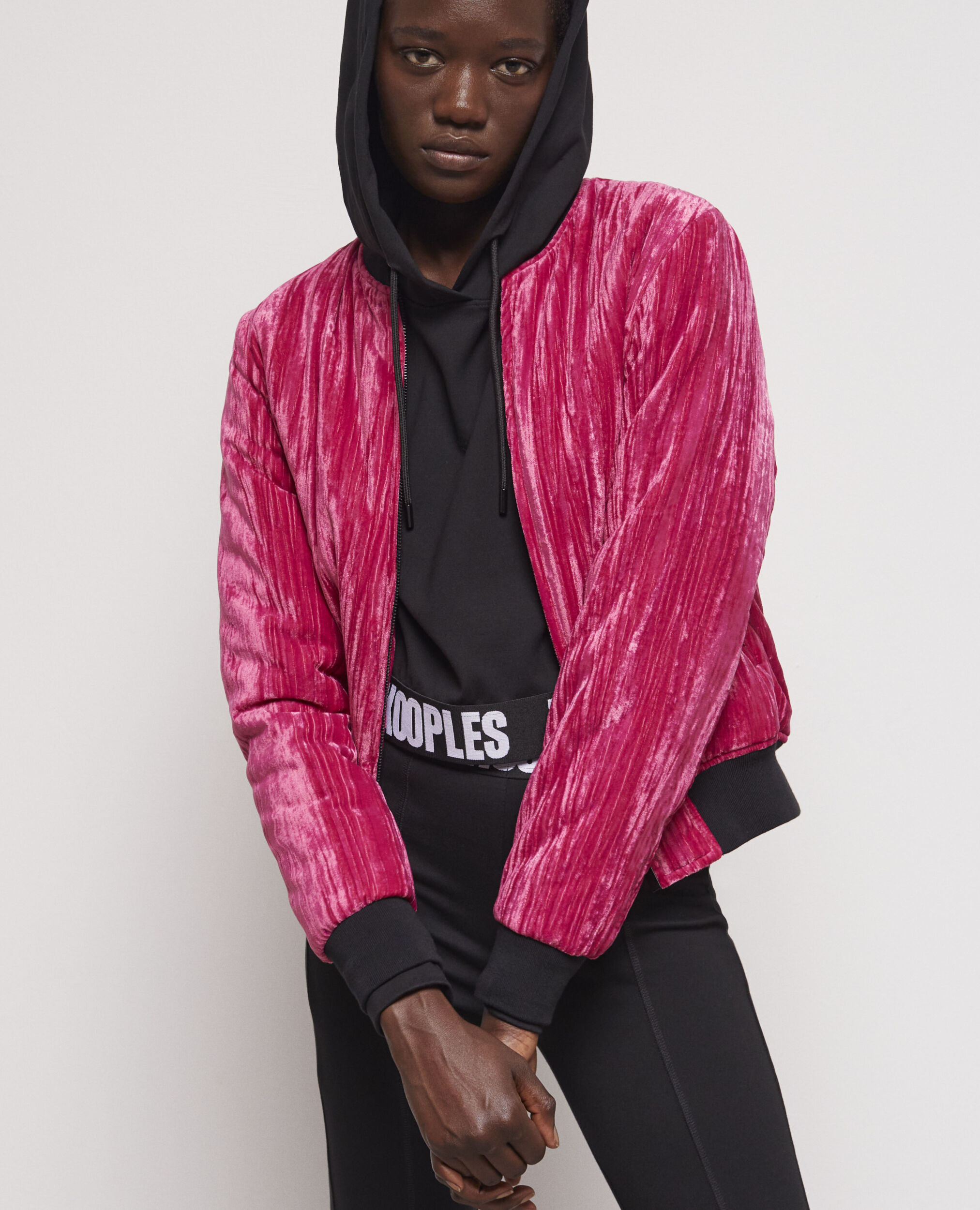 Blouson en velours rose
