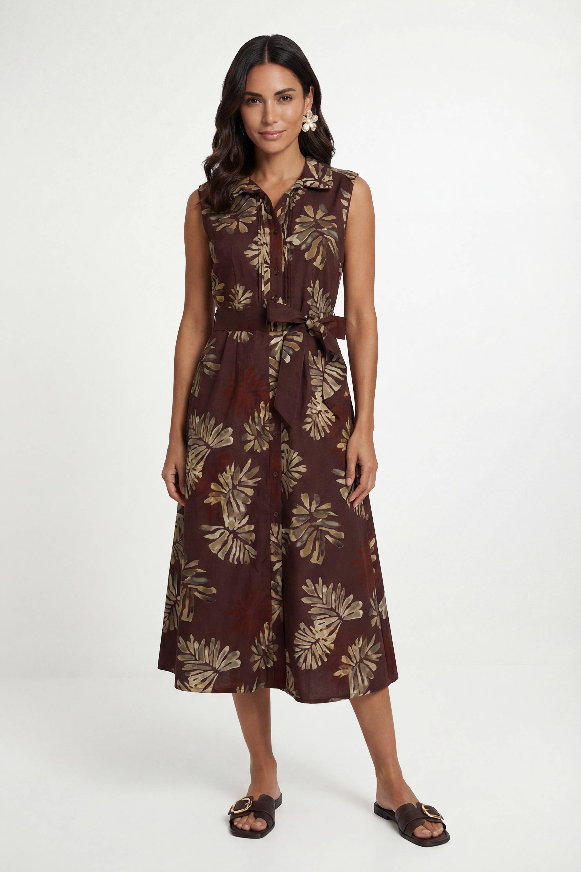 Wallis Robe Chemise En Coton À Imprimé Palmier D'été