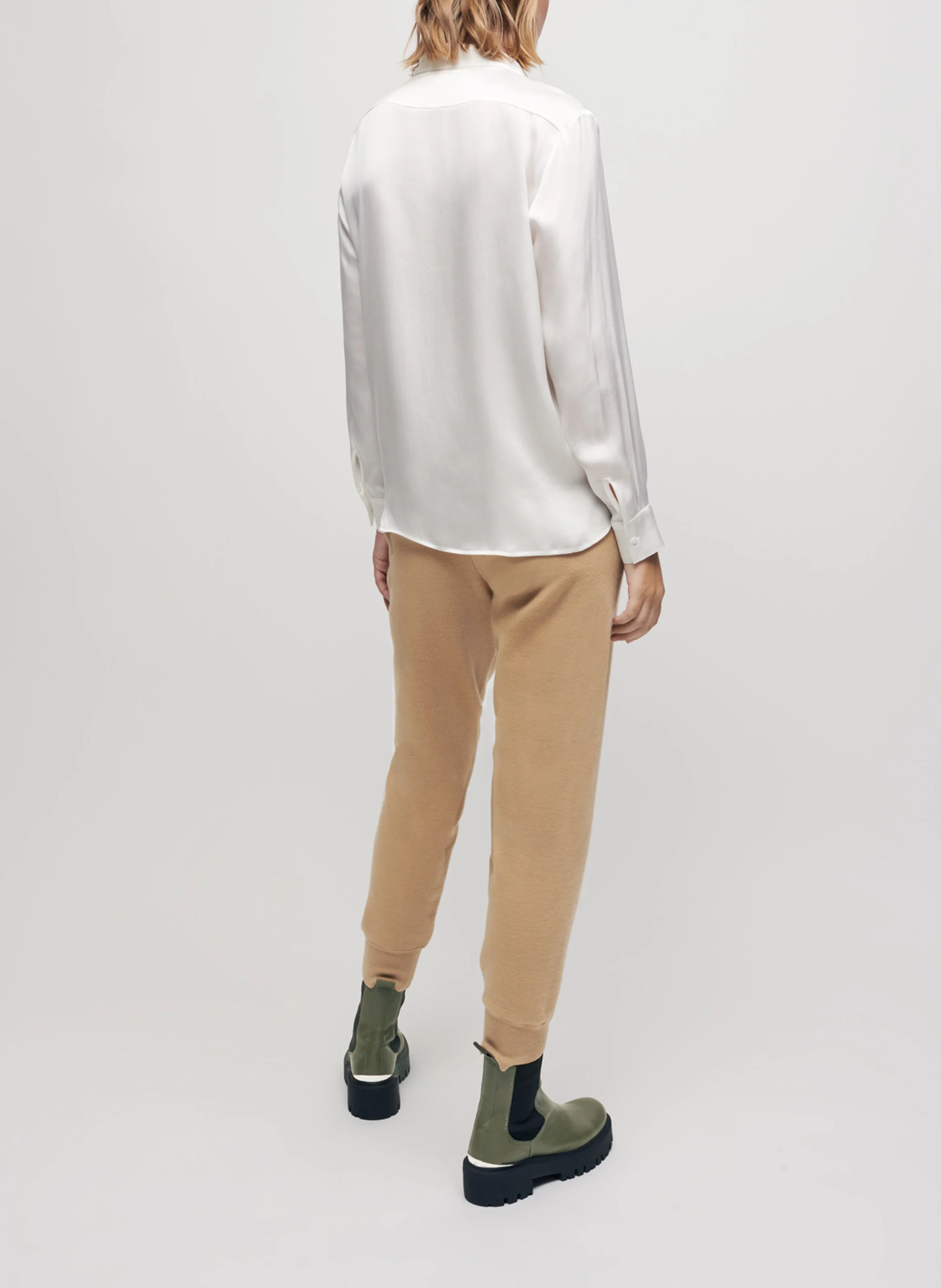 Chemise col classique en soie | Blanc