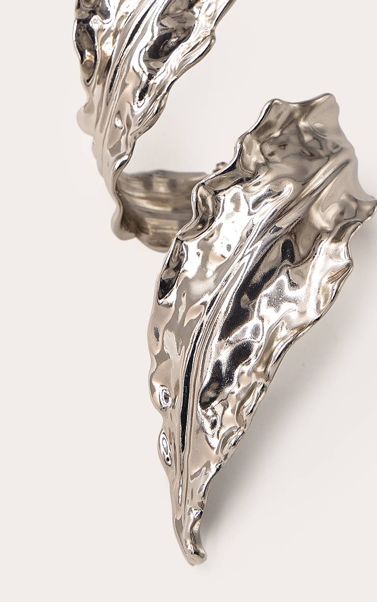Argenté Bracelet Manchette Enroulé Feuille Fondue