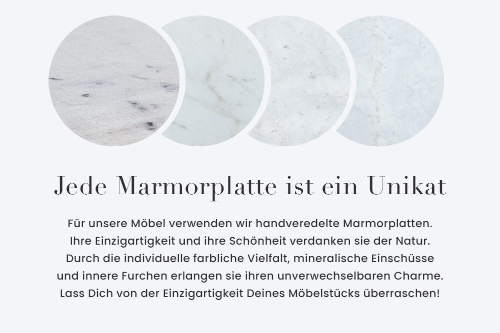 Runder Esstisch ELEGANCIA 130cm weiß Marmor gold Metall mit Säulenfuß