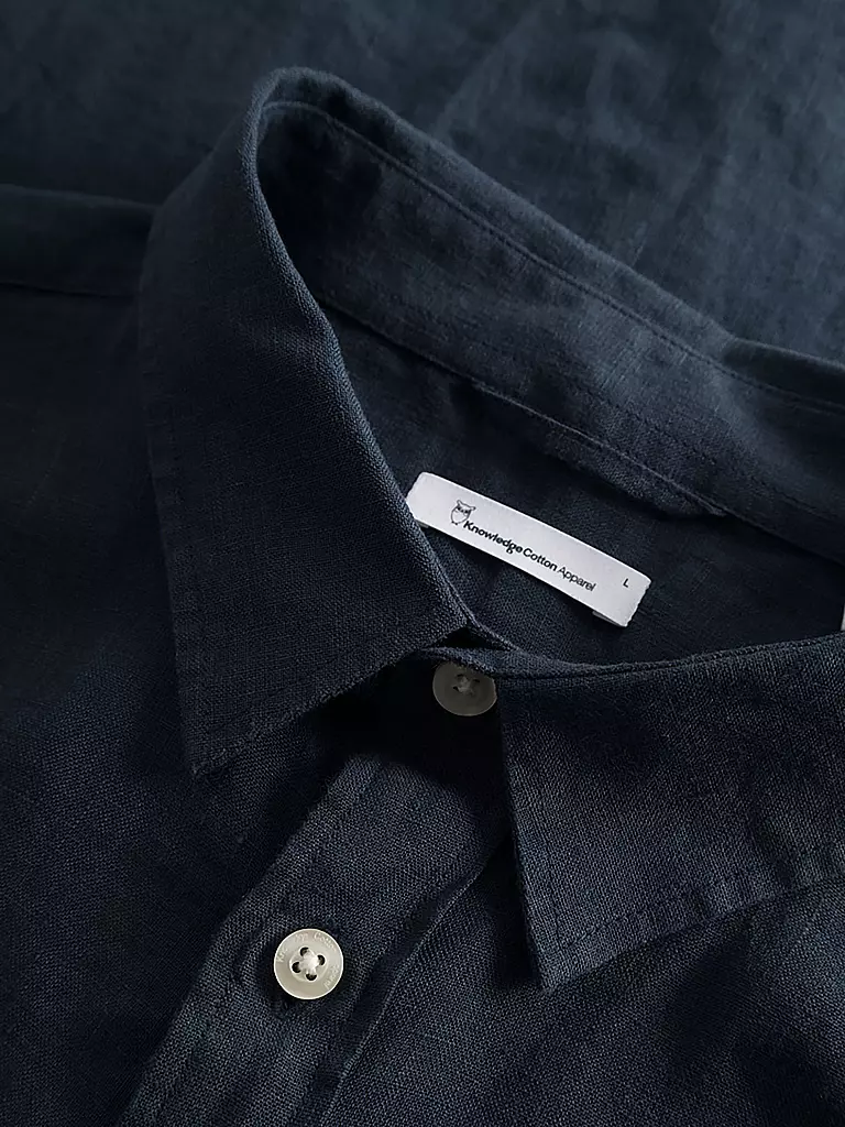 KNOWLEDGE COTTON APPAREL Leinenhemd blau