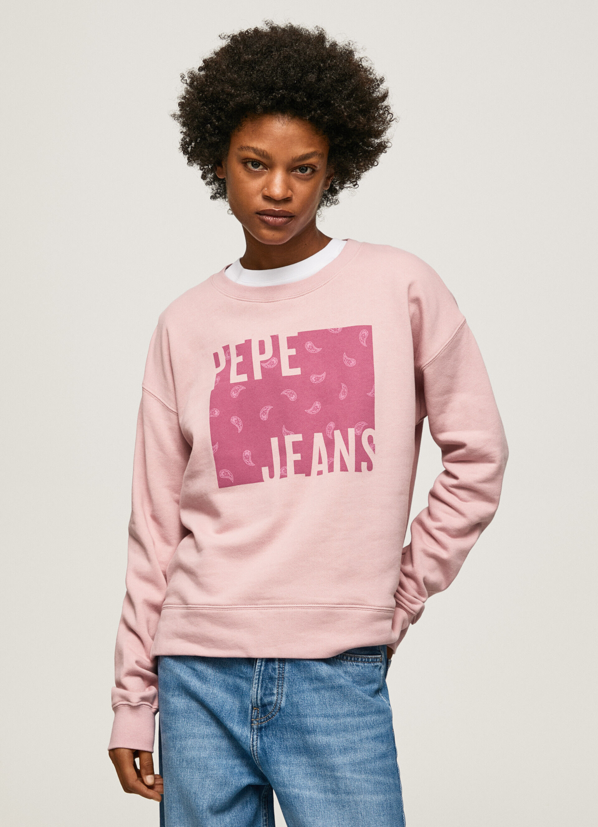 MOLETOM DE ALGODÃO COM LOGOTIPO - rosa claro