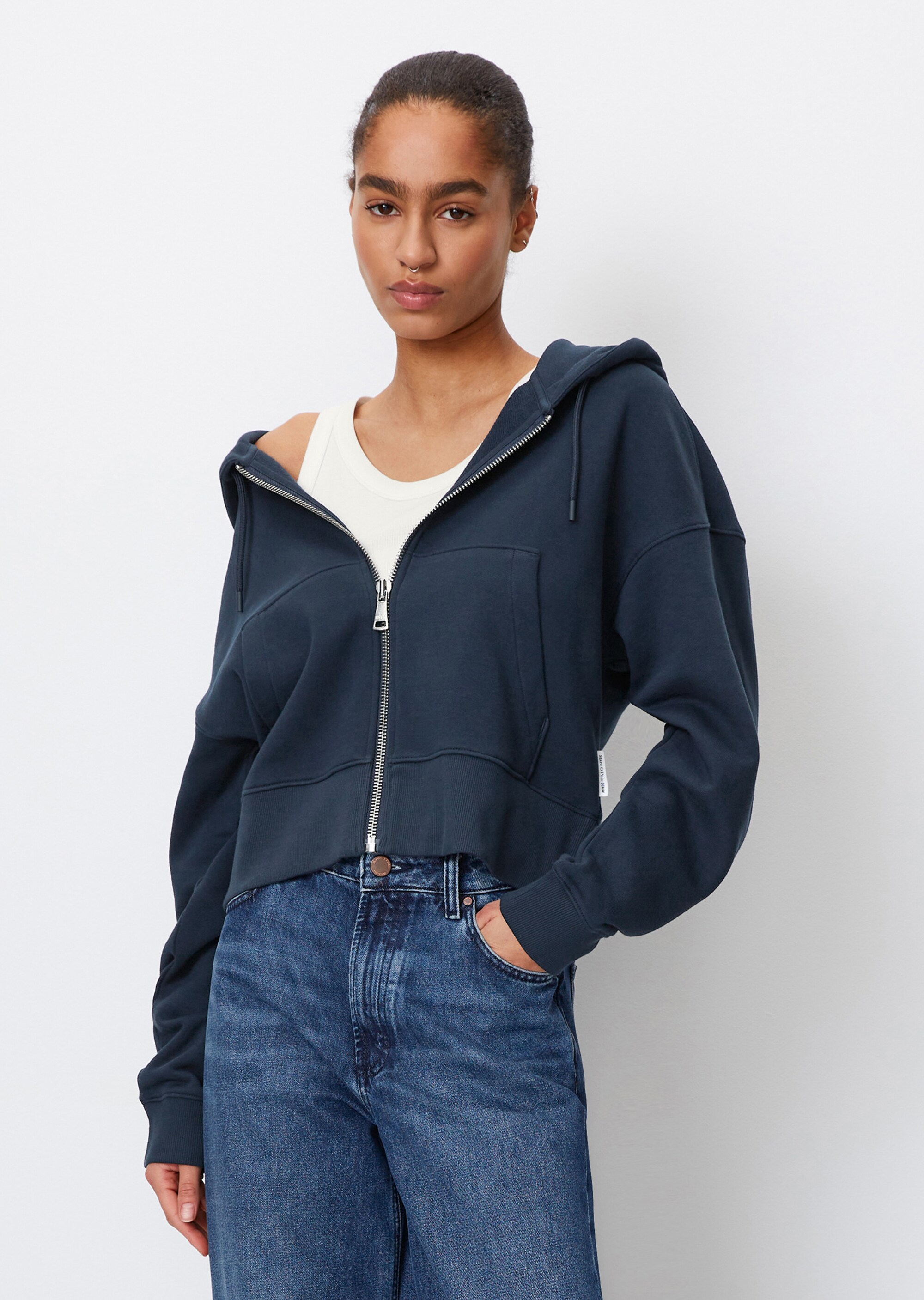 Kapuzen-Sweatjacke loose croppedaus Organic Cotton