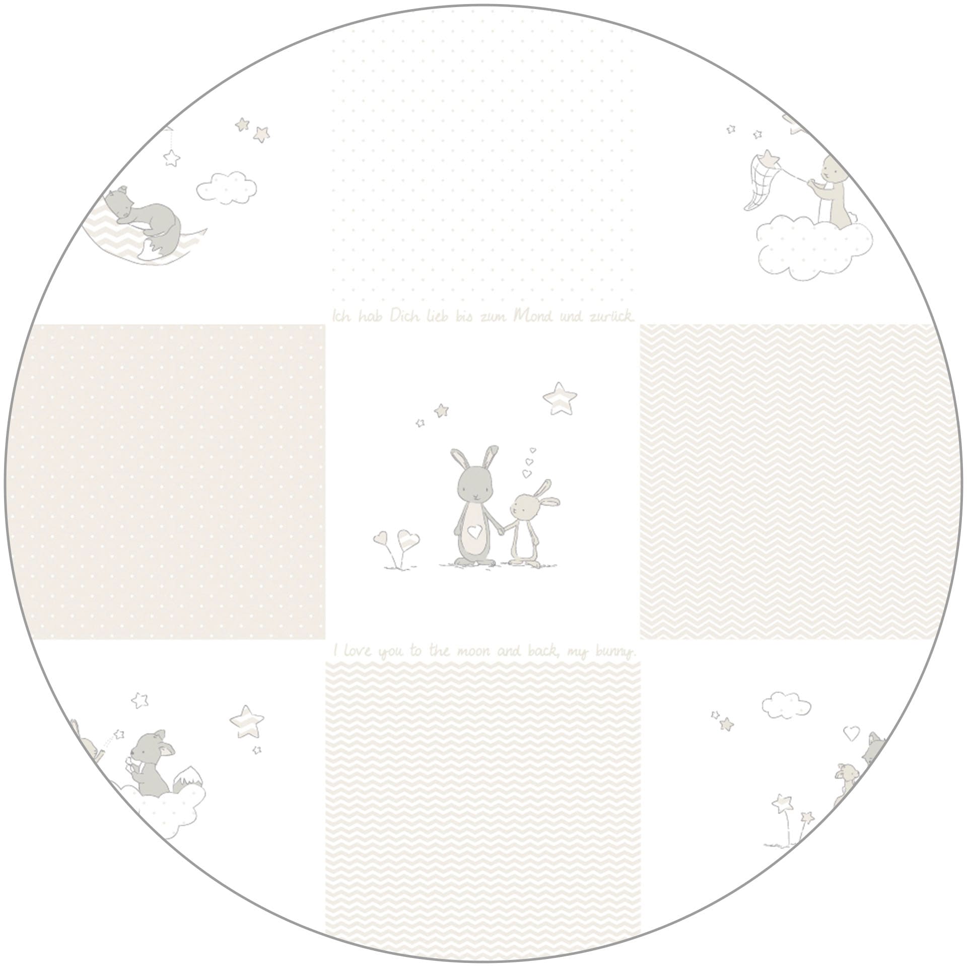 roba® Laufgitter »Fox & Bunny, weiss, 75x100 cm« bis 15 kg mit Stoffeinlage; Rollen, höhenverstellbar