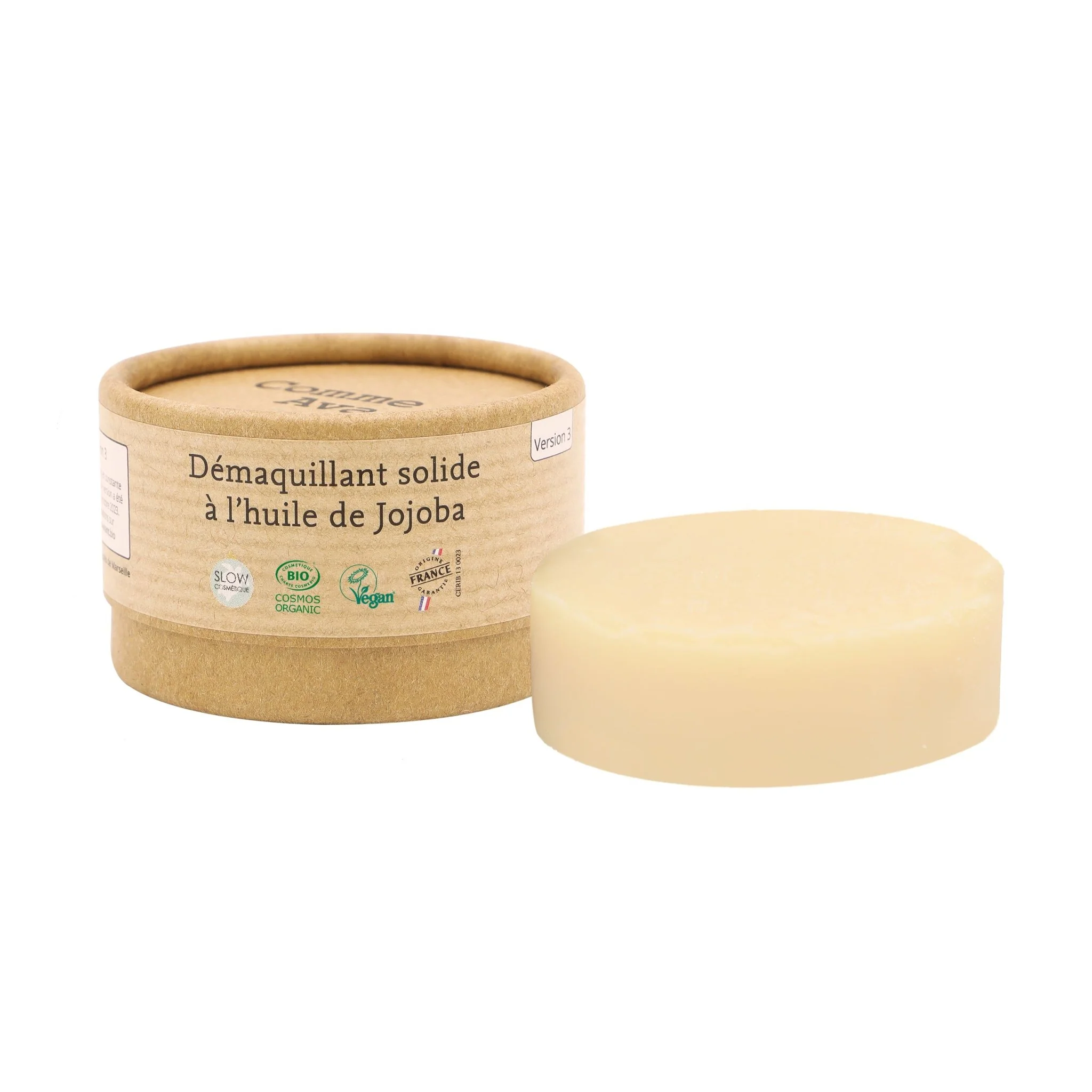 Démaquillant solide à l'huile de jojoba - Version 3 - 1 démaquillant - 40g / Sans