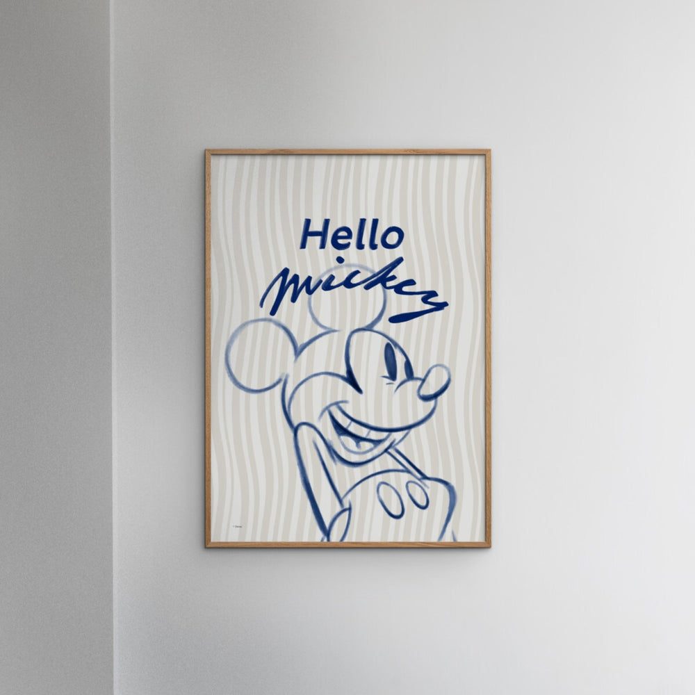 Køb Poster & Frame Disney - Hello Mickey Blue