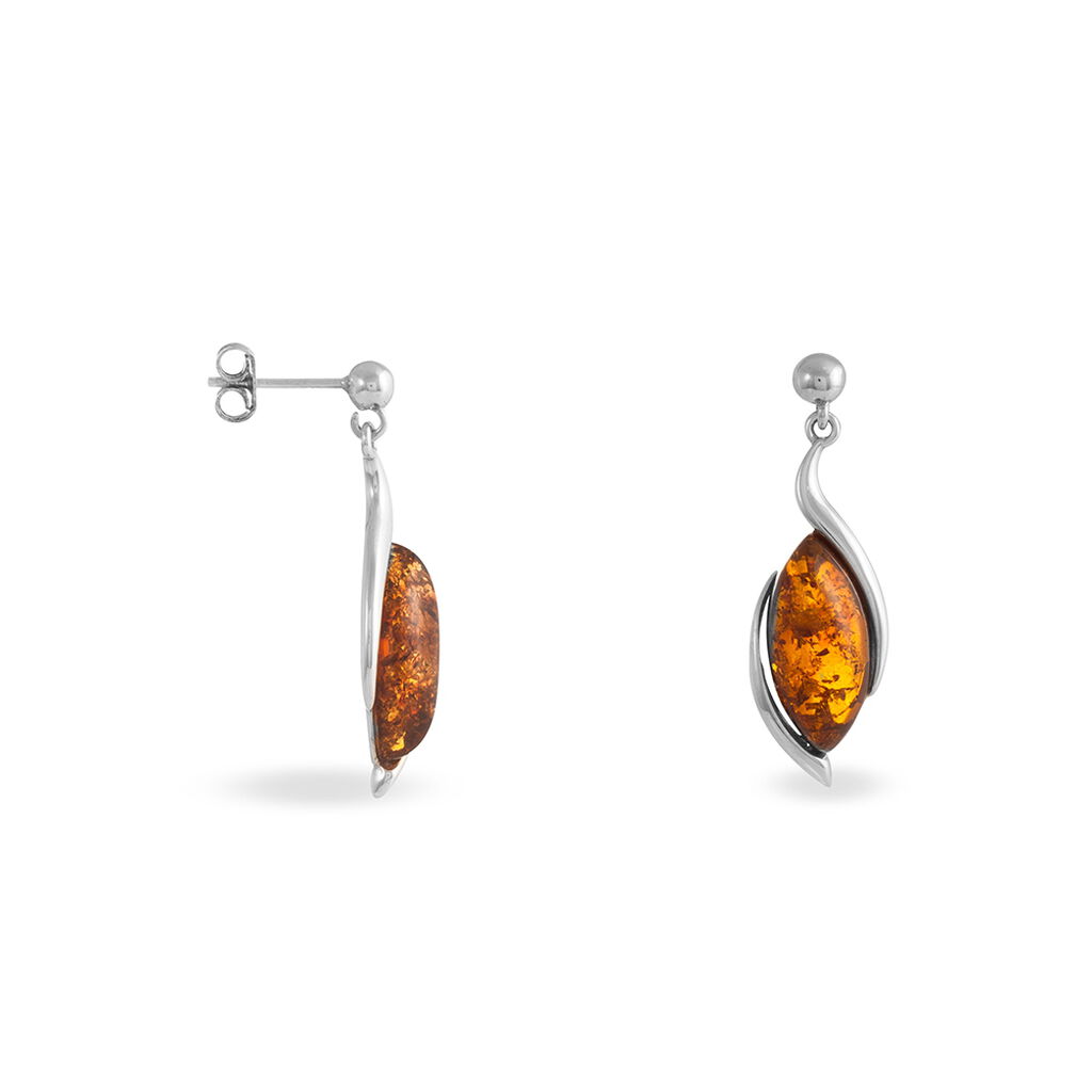 Boucles D'oreilles Pendantes Vyara Argent Blanc Ambre