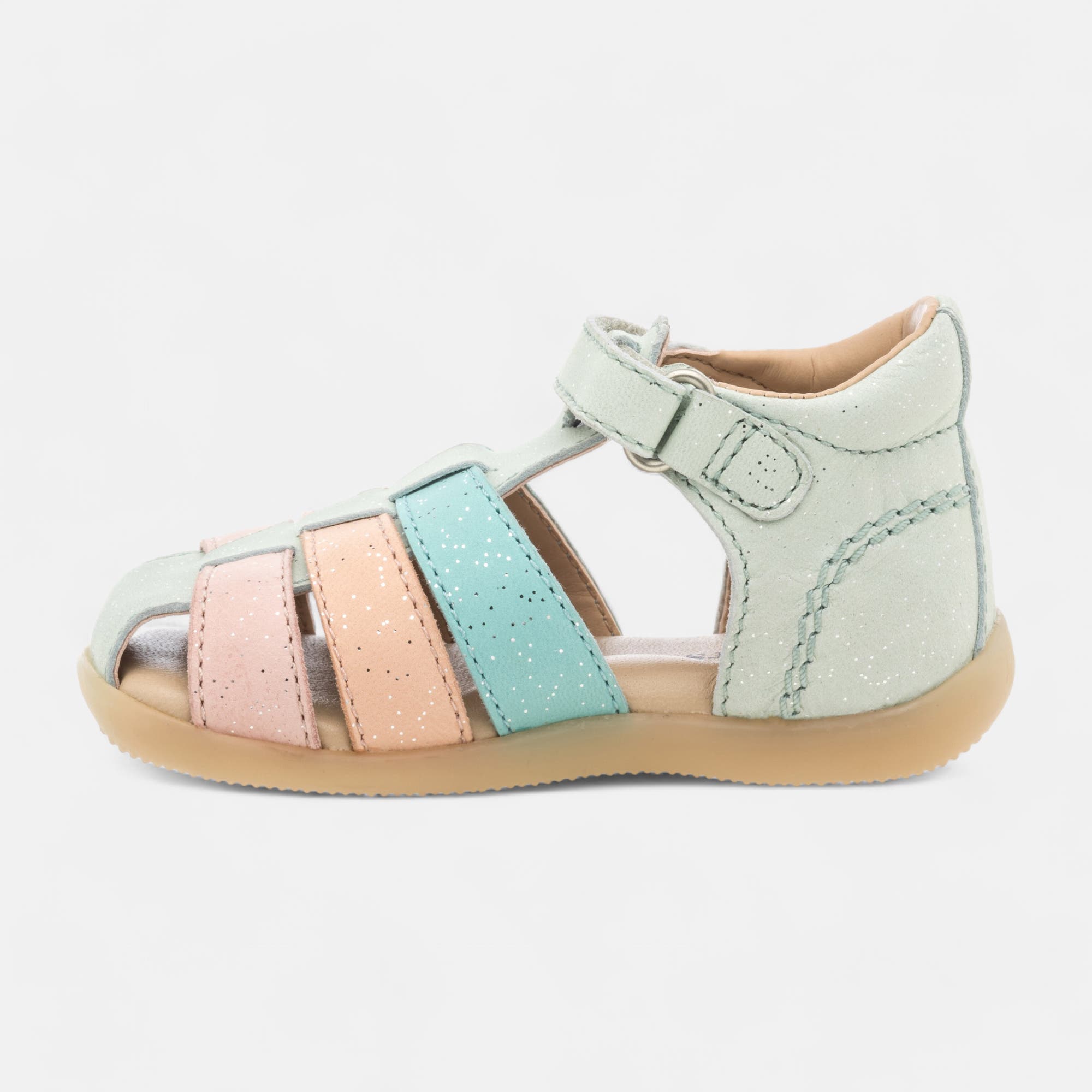 Nu-pieds Bébé fille en cuir multicolore