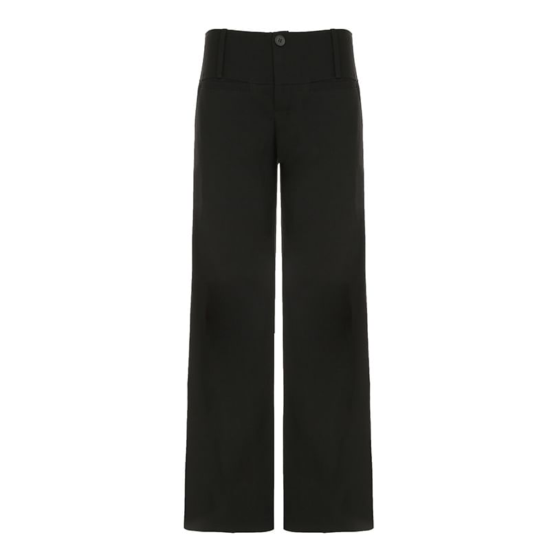 Honet - Lage, effen, rechte, wijde broek