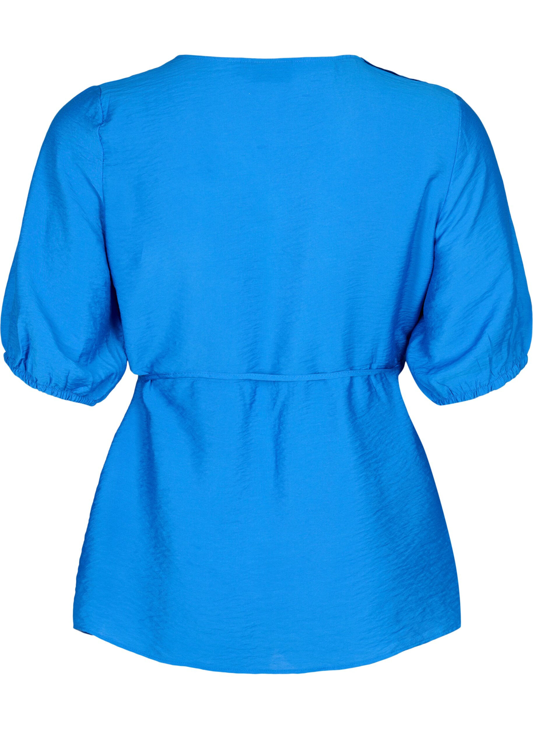 Wrap bluse i viskose med 1/2 ærmer