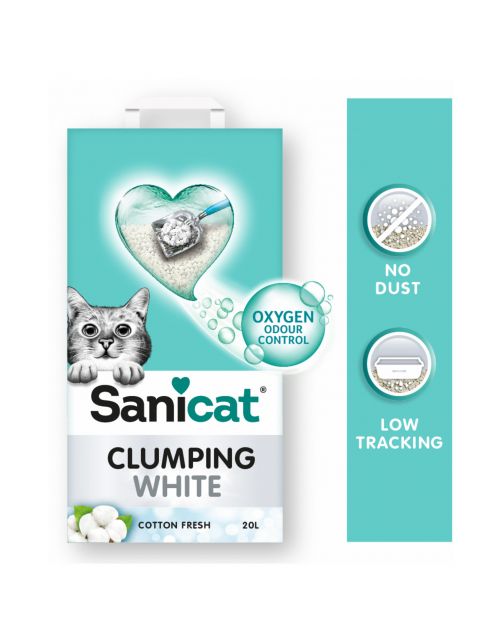 Sanicat Clumping White Cotton Fresh - Kattenbakvulling - 20 l