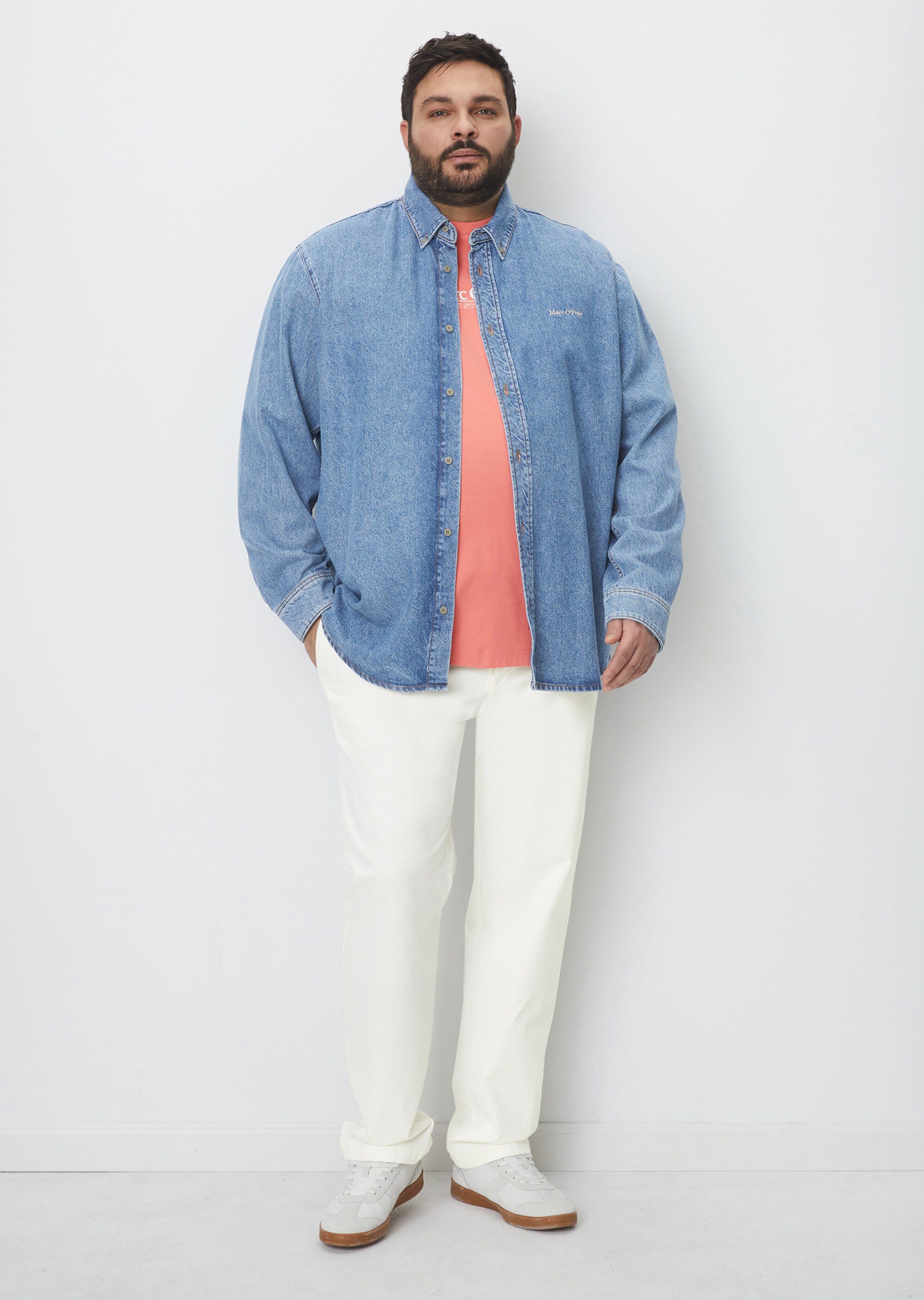 Jeanshemd regular mit Button-Down-Kragen
