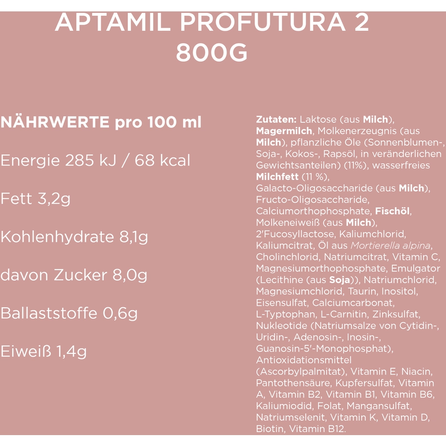 Aptamil Folgemilch Profutura Duo Advanced 2 6x 800g nach dem 6. Monat