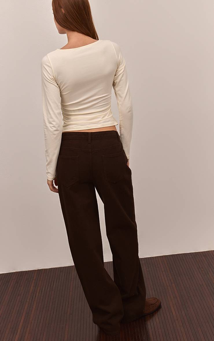 Chocolat Jean Droit Taille Mi-haute