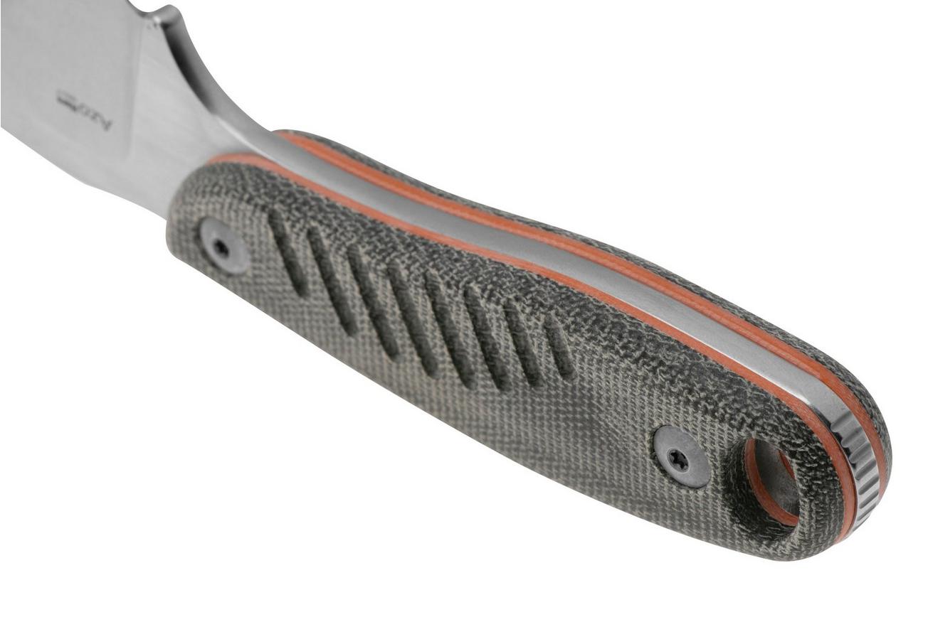 Kizer Hare 1077A2 Stonewashed Nitro-V, Black Micarta/Orange G10 vaststaand mes, Azo design