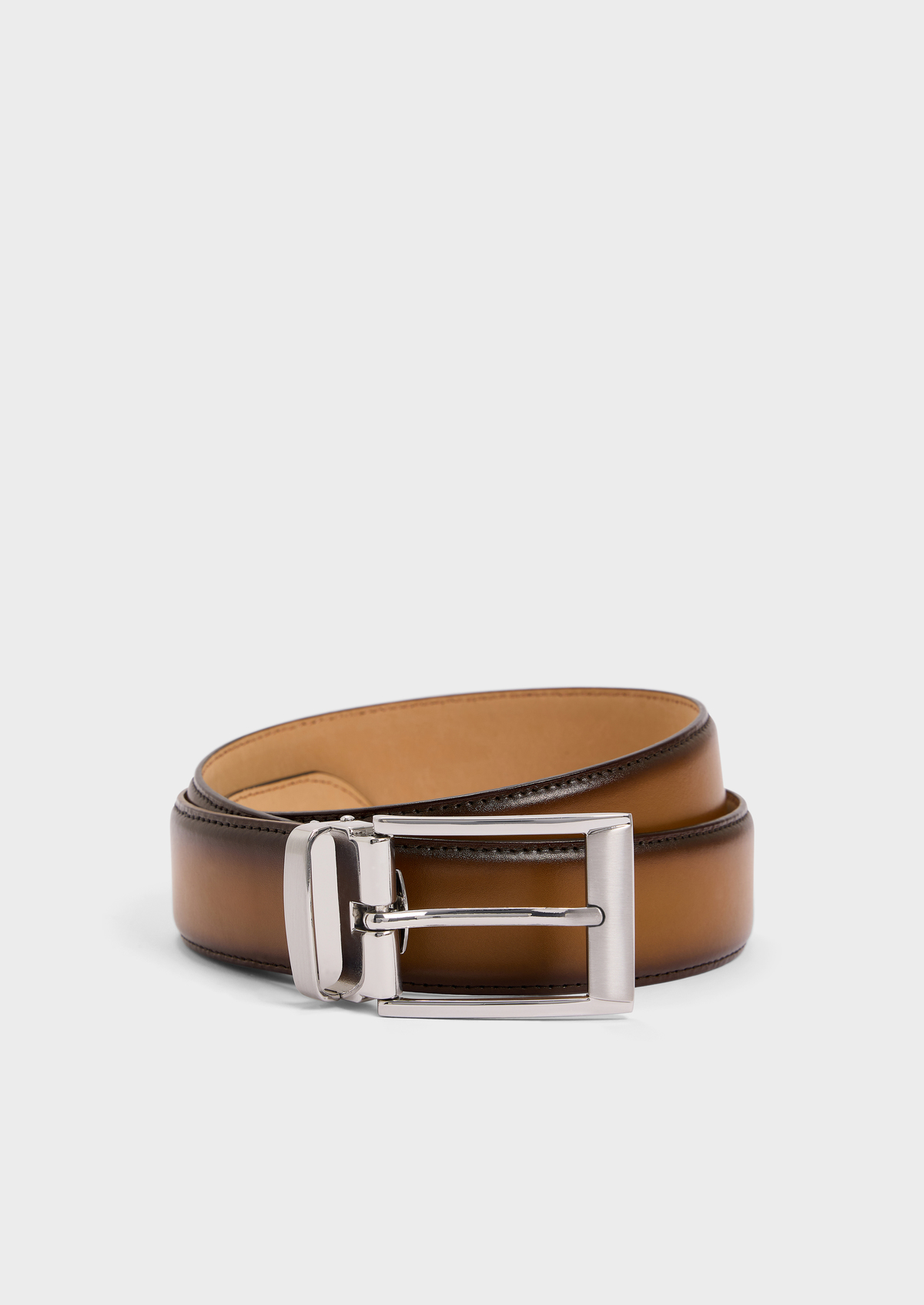 Ceinture ajustable en cuir lisse cognac
