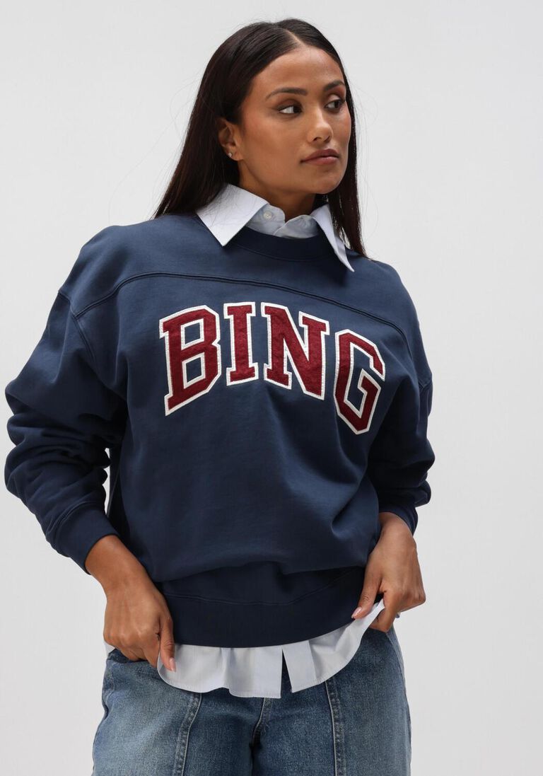 donkerblauwe anine bing truien/vesten trenton sweatshirt bing- washed navy
