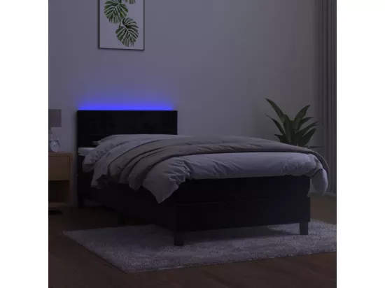 Sommier tapissier avec matelas et LED Noir 90x190 cm Velours