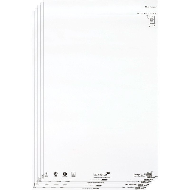 Lot de 5 blocs de 20 feuilles blanches Sketch Legamaster 65 × 98 cm