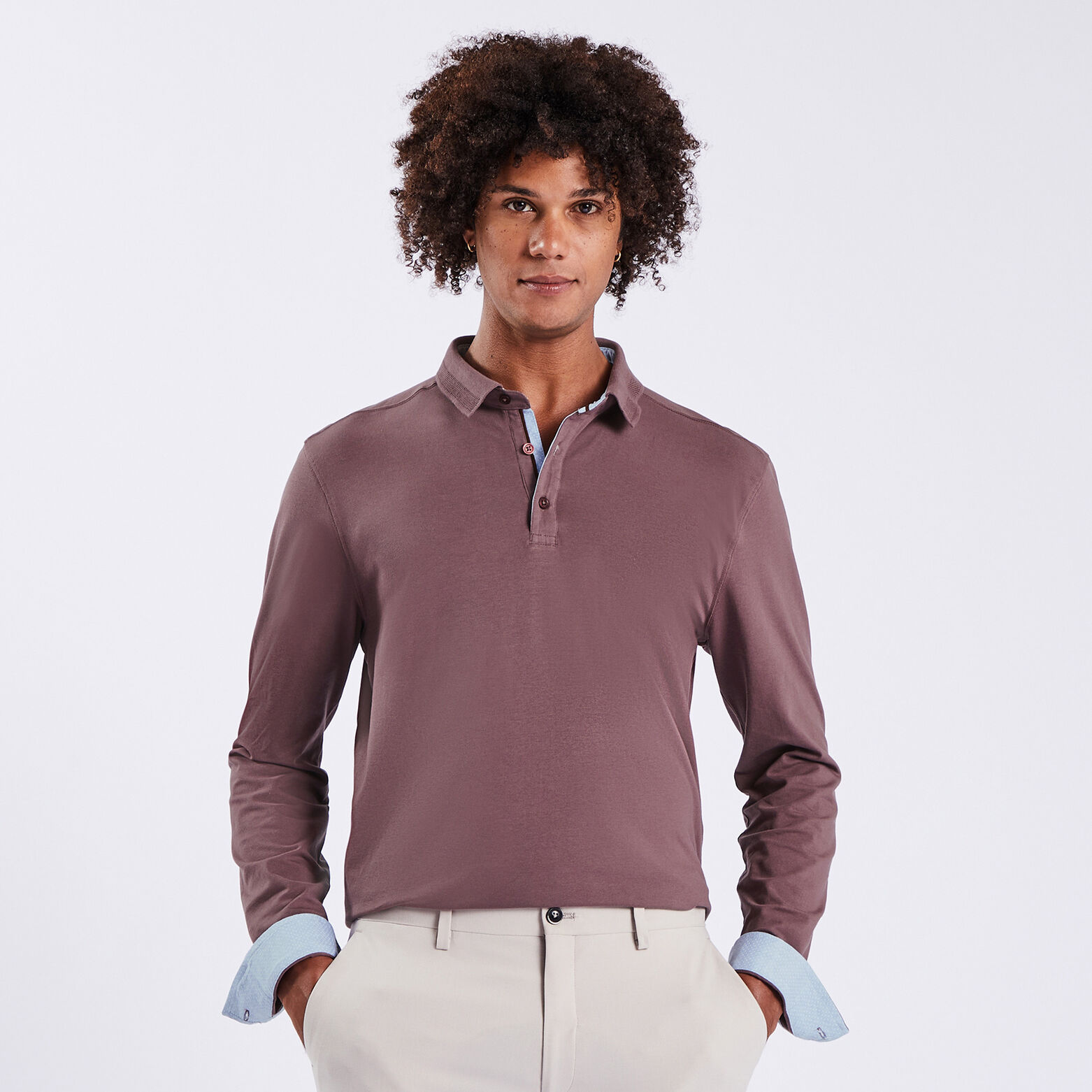 Polo à manches longues en jersey Violet