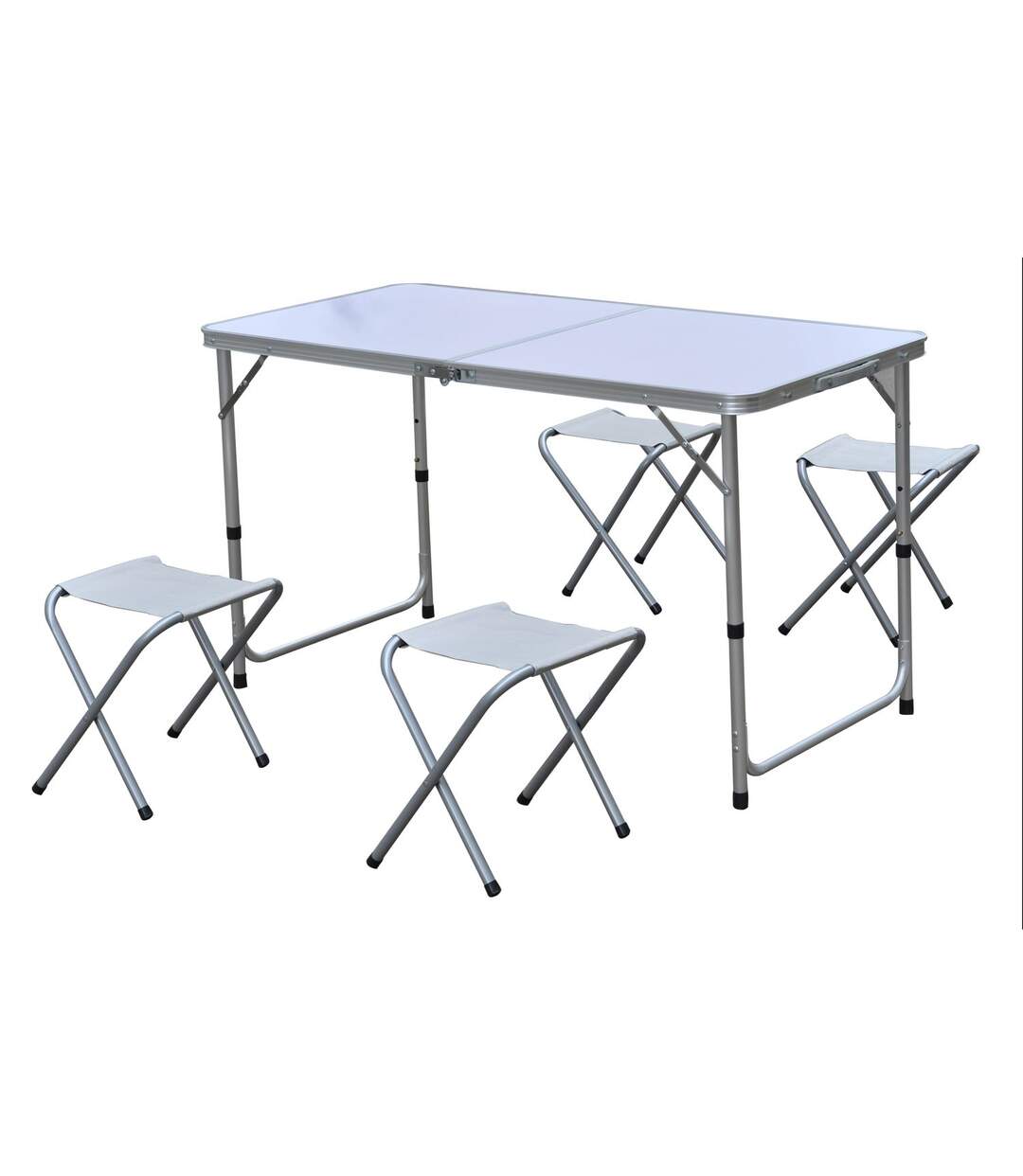 Table pliante d'extérieur et ses 4 tabourets - Gris