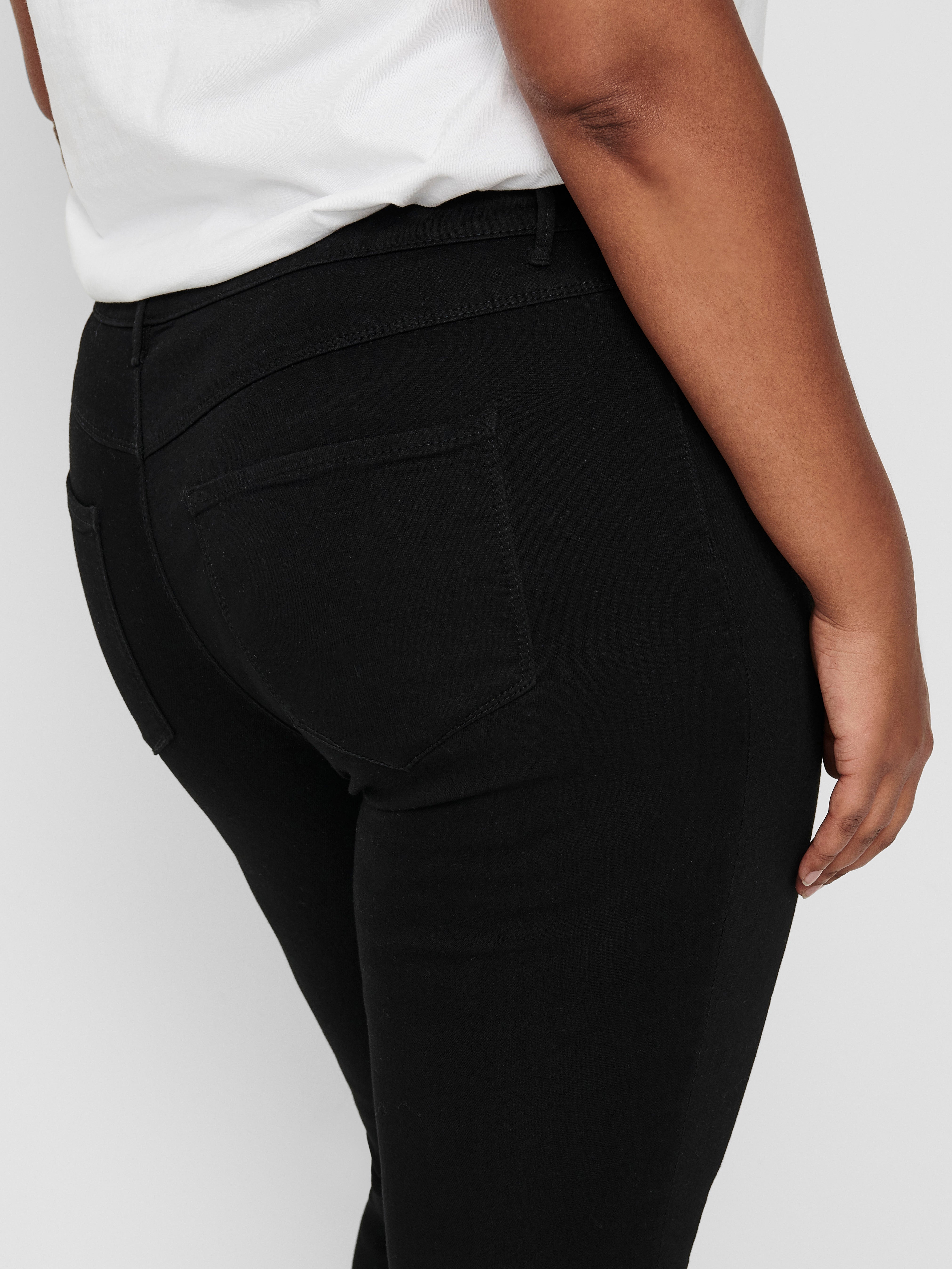 CARTHUNDER Mittlere Taille Skinny Fit Jeans Black