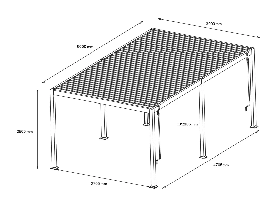 Pergola bioclimatique autoportante en aluminium avec lames orientables - 15 m² - anthracite - AMALFI