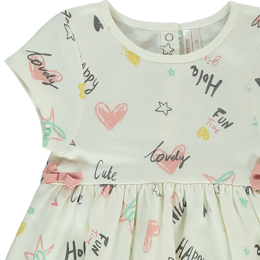 Robe manches courtes pour bébé fille - Ecru