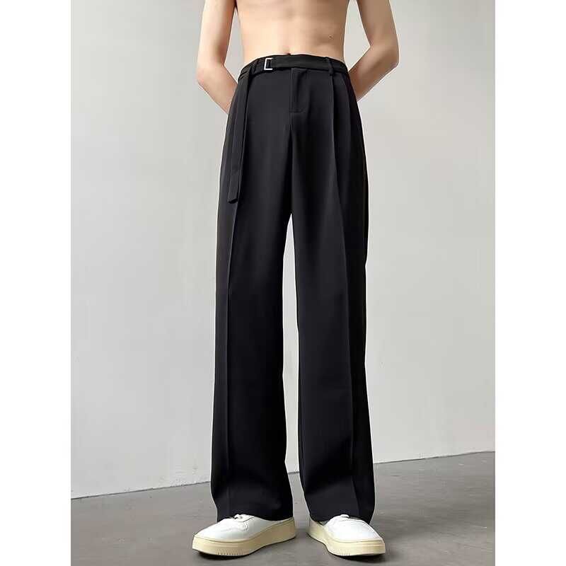 Loansk - Mid Rise Plain Straight Leg Dress Pants