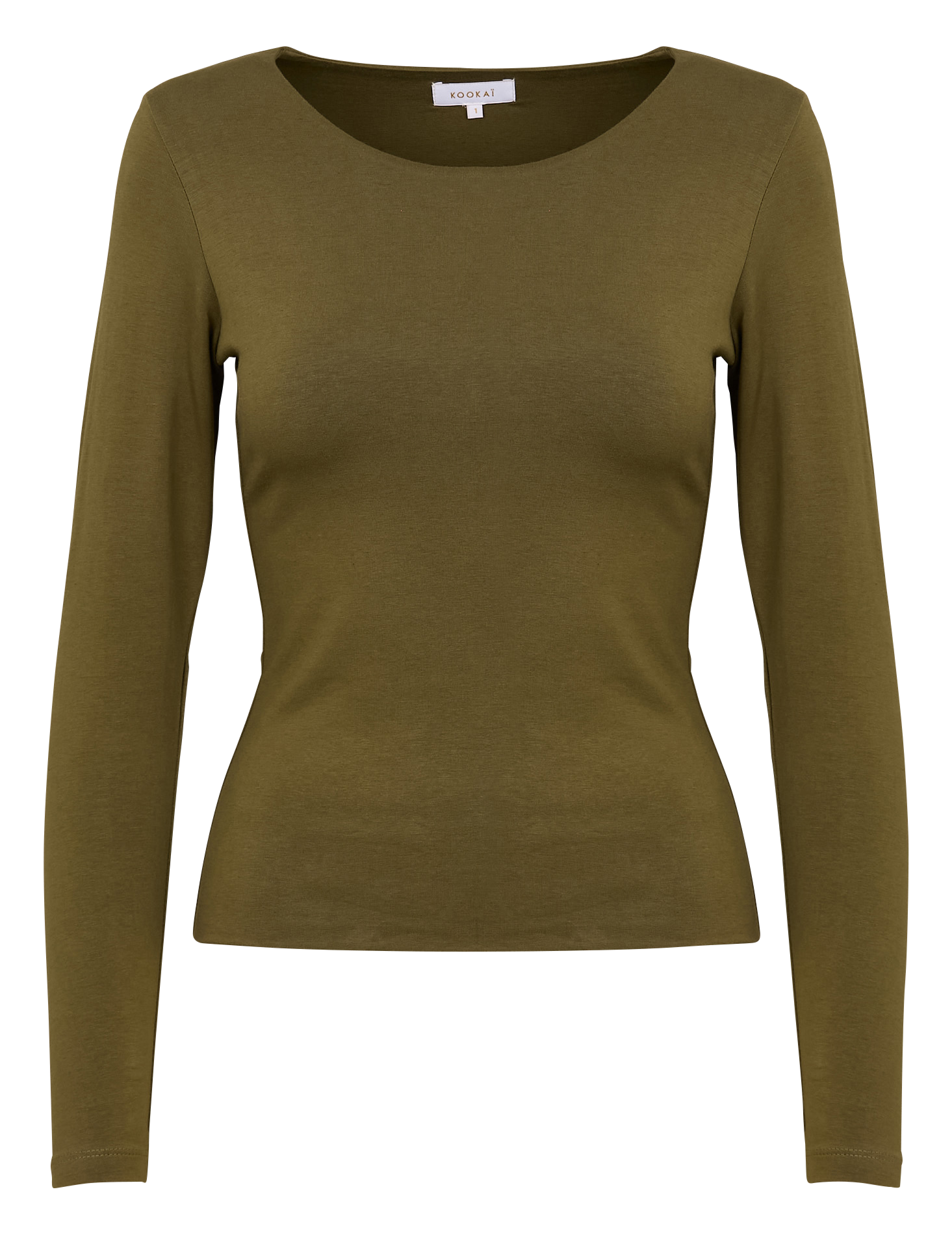 CURT - Tee-shirt cintré col rond en coton stretch | Kaki