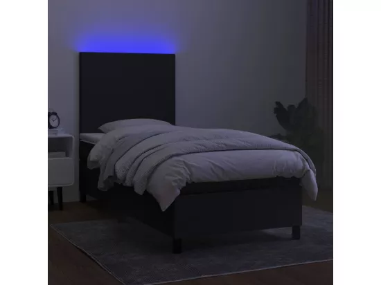 Sommier tapissier avec matelas et LED Noir 90x190 cm Tissu