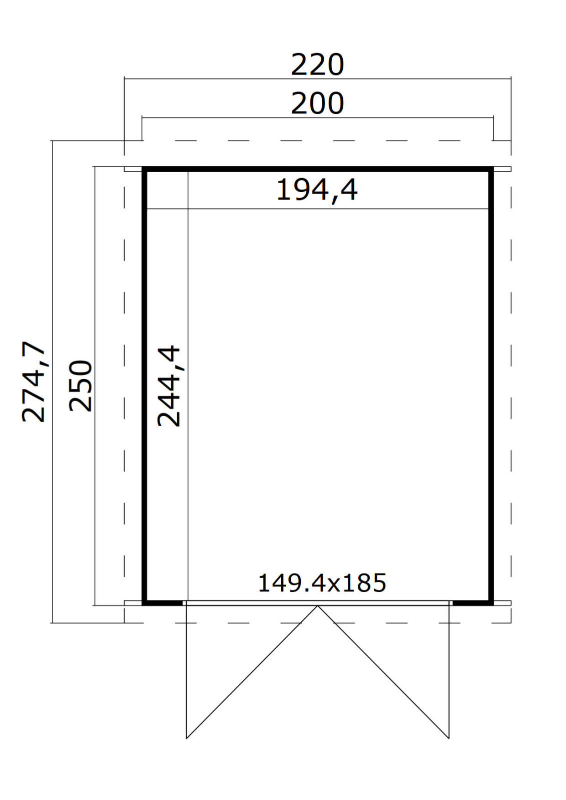 Gartenhaus ZAMBEZI II - lichtgrau - Fichte massiv - 200x250 cm