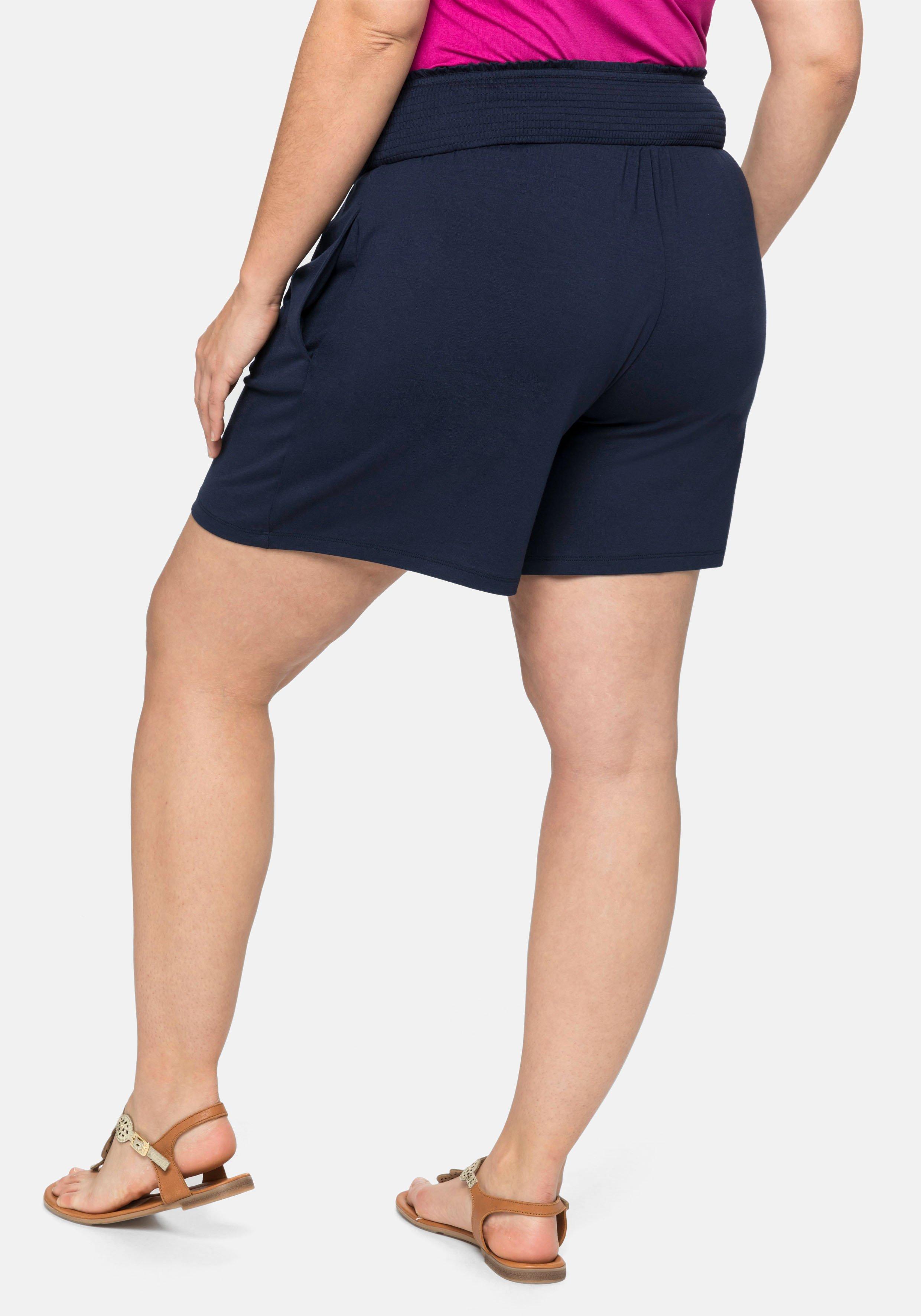 Jerseyshorts mit Smokbund und zwei Taschen