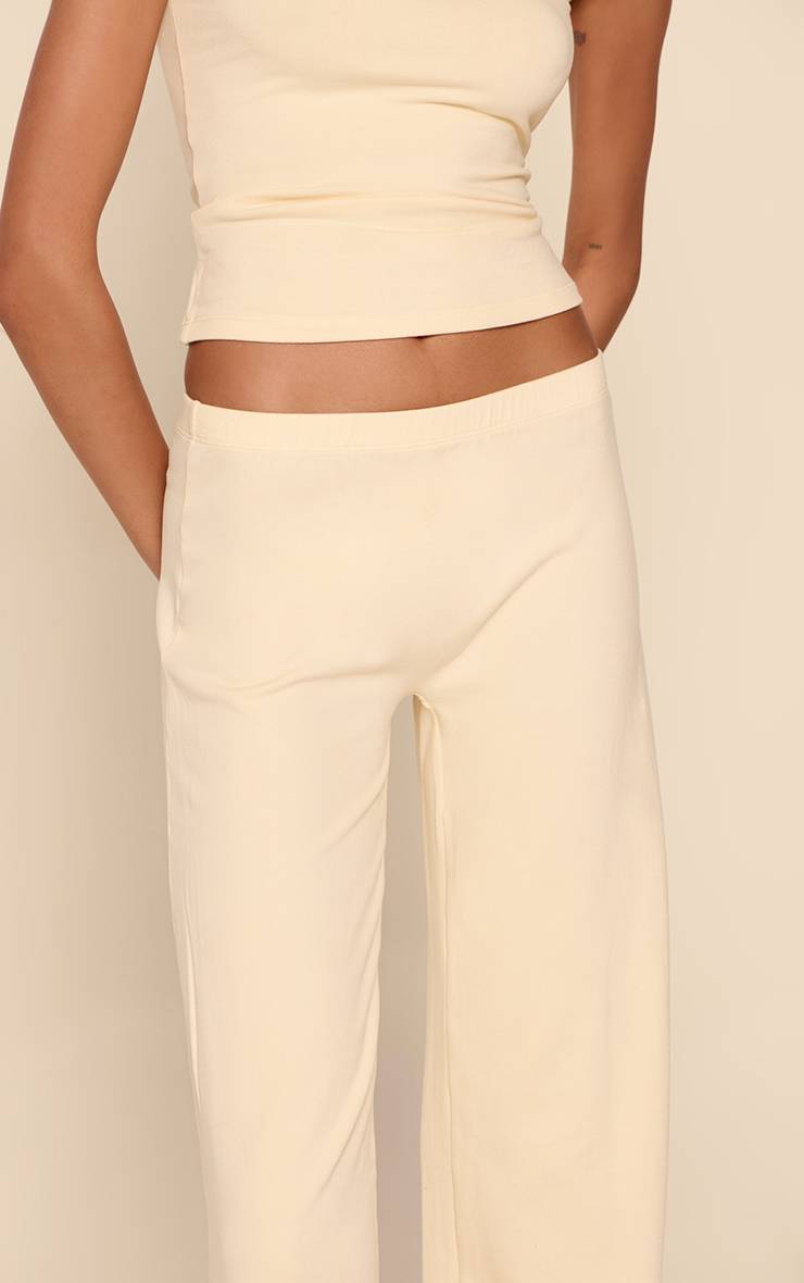 Butter Yellow Pantalon De Détente Droit Taille Basse En Coton Doux