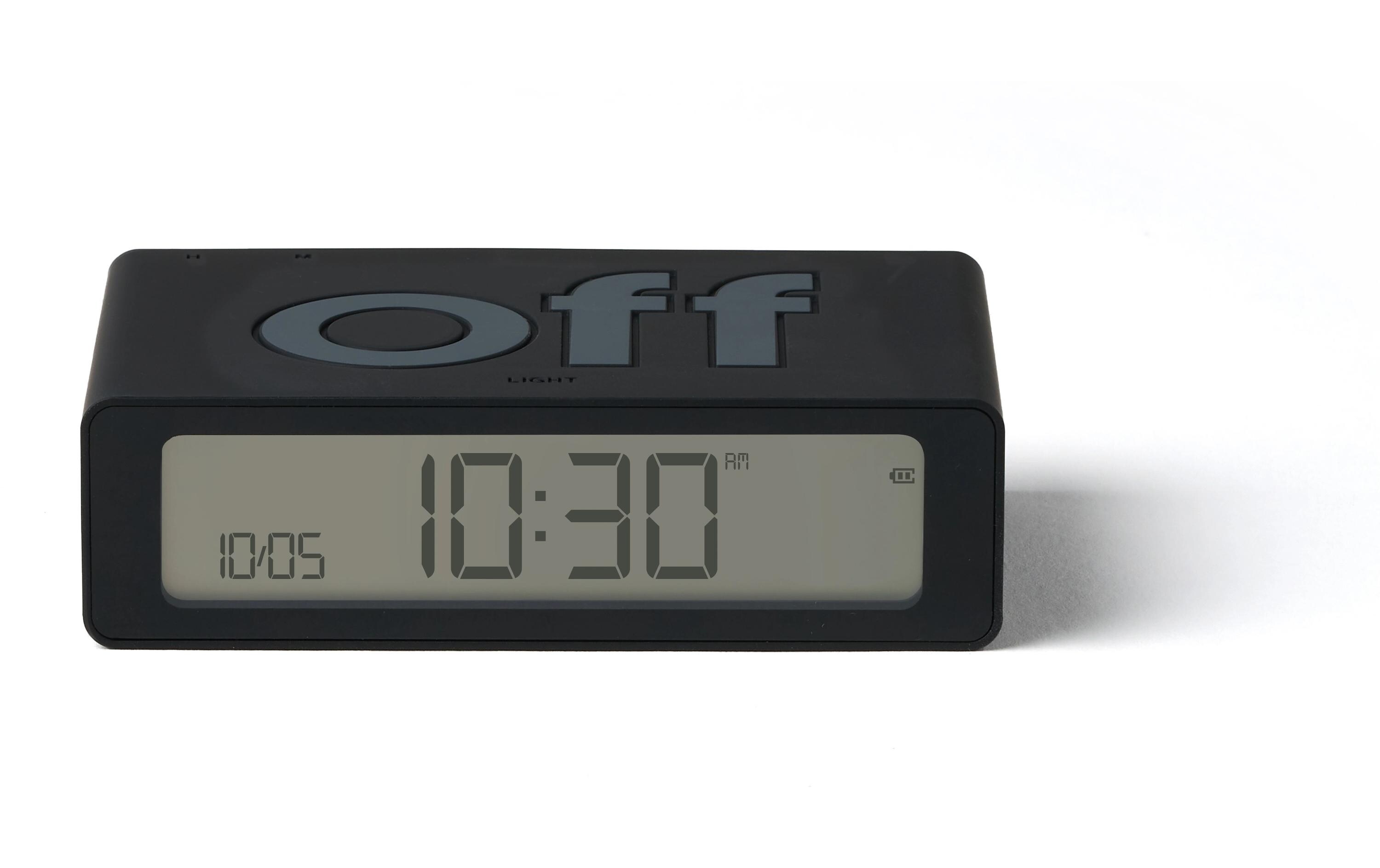 Digitalwecker Flip Mini SchwarzMini LCD-Wecker mit Umkehrfunktion (On/Off)
