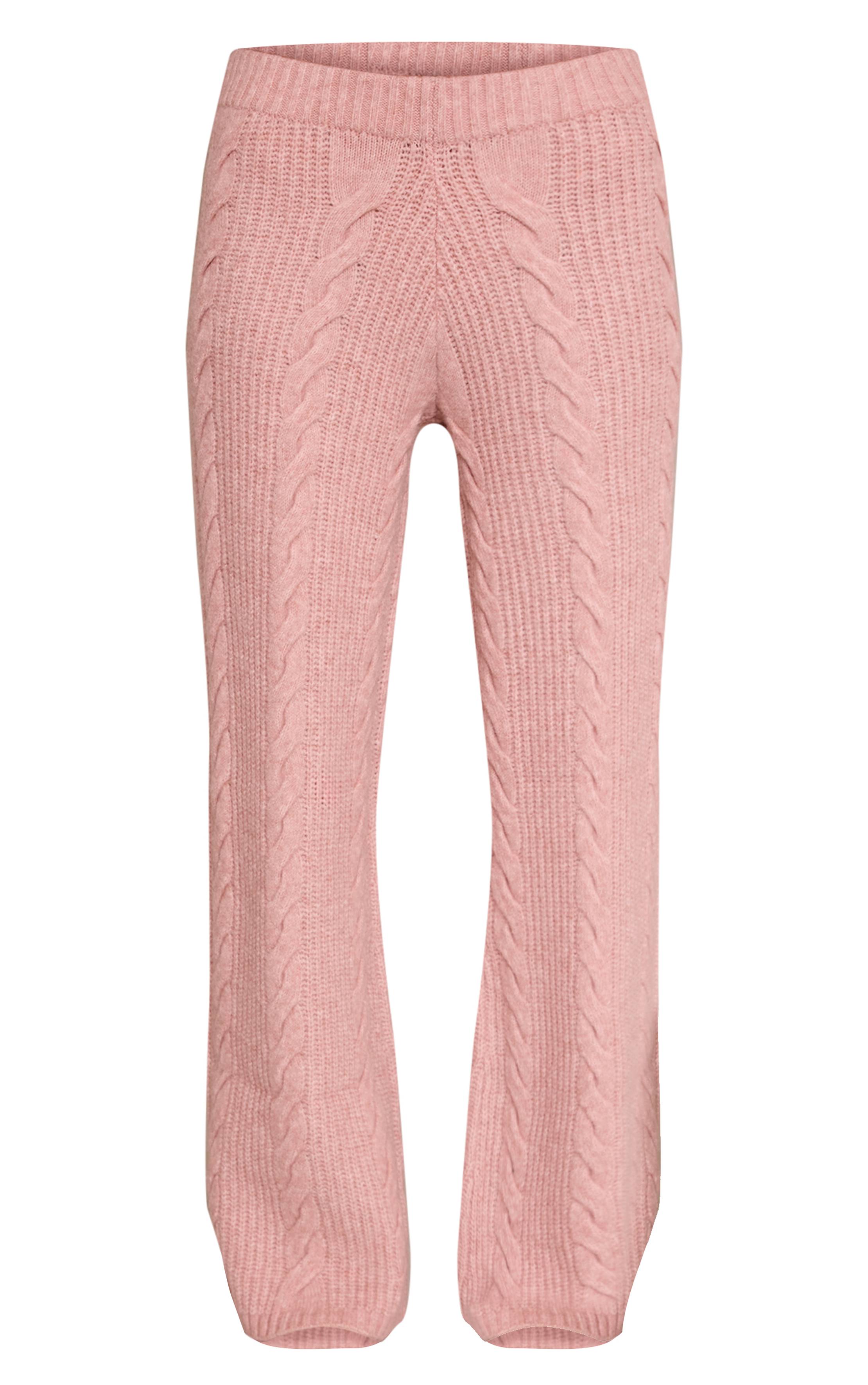Rose Pantalon En Tricot Torsadé