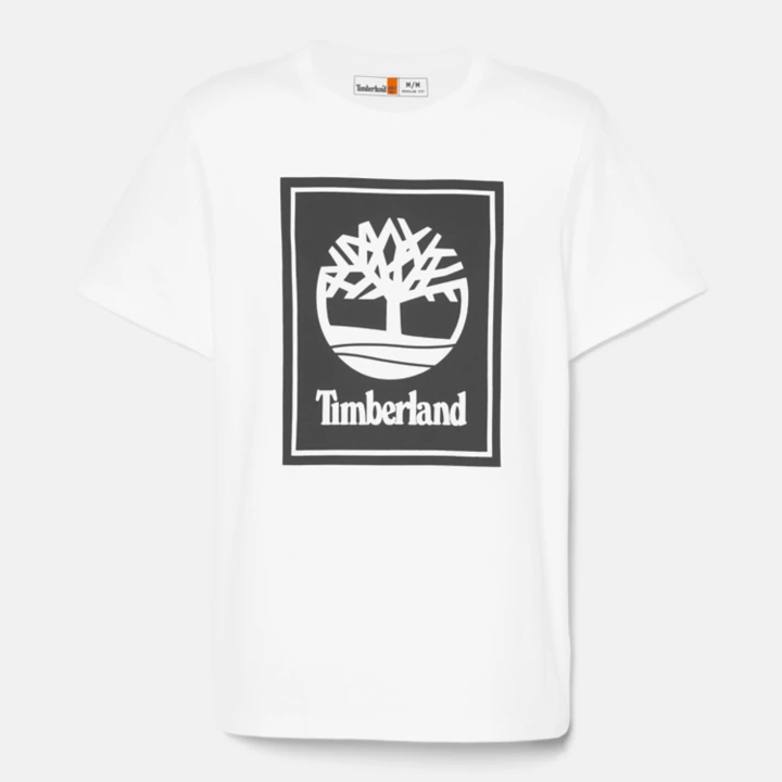 T-shirt à logo bloc pour homme en blanc