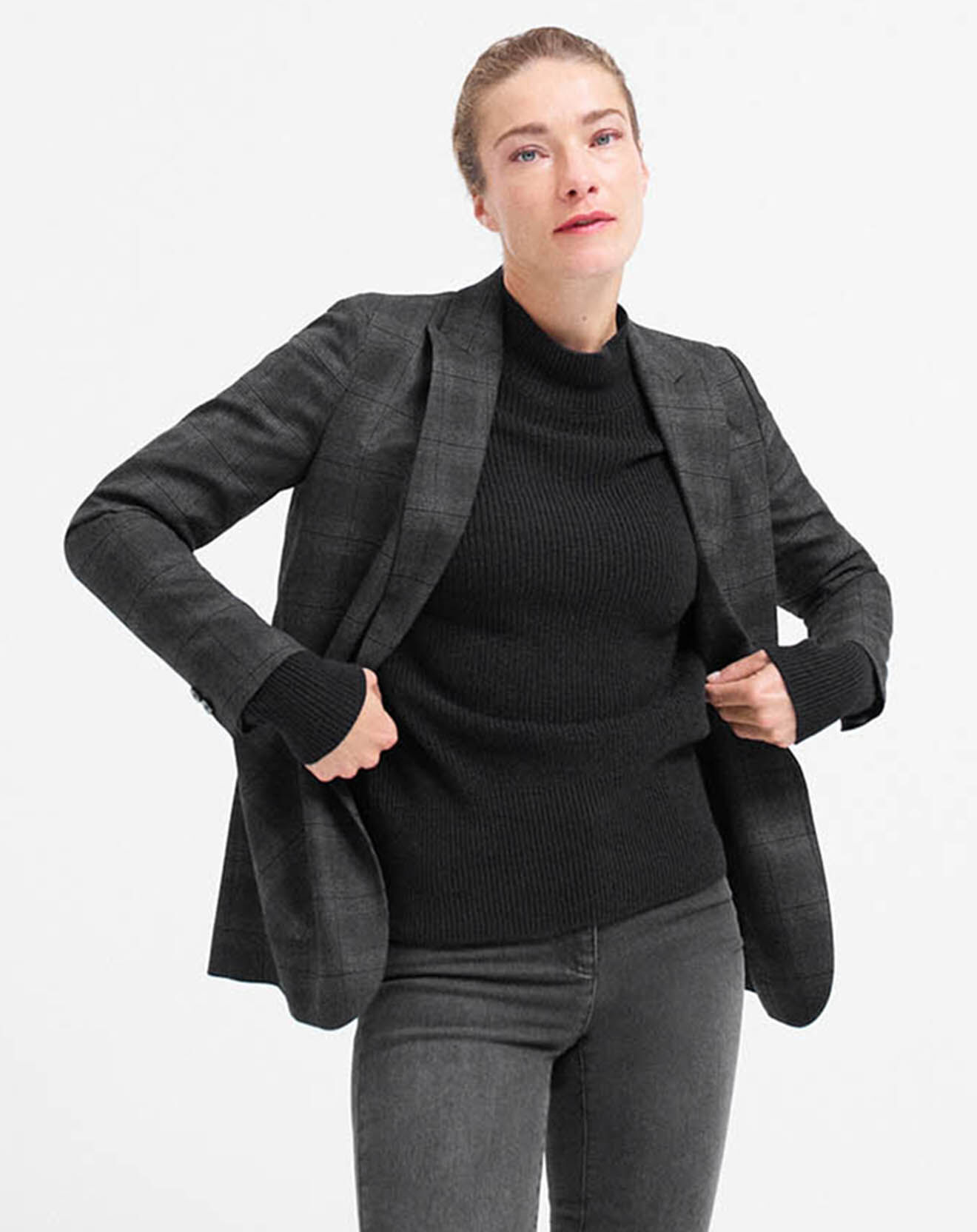Caroll Blazer Cameron imprimé Prince-de-Galles marine/noir