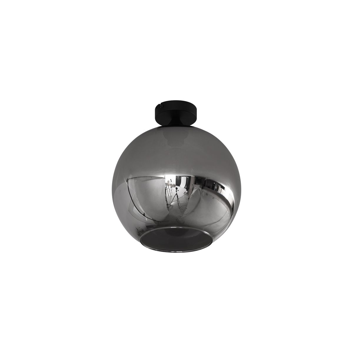 Art Deco plafondlamp zwart met smoke glas - Sandra