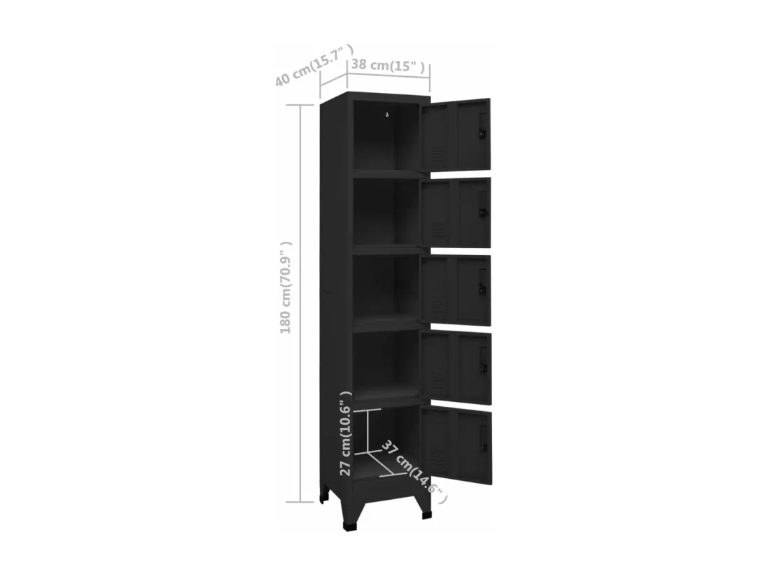 Armoire à casiers Noir 38x40x180 cm Acier