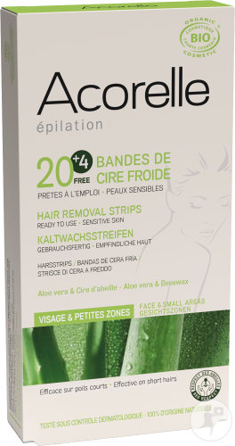 Acorelle Épilation Bandes De Cire Froide Visage Bio 2x10 + 4 Offertes