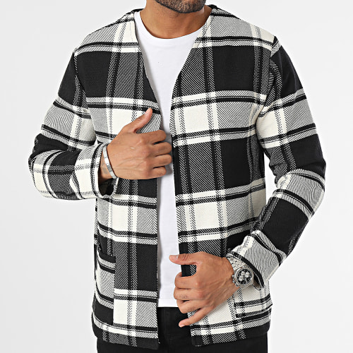 Cardigan A Carreaux Noir Blanc