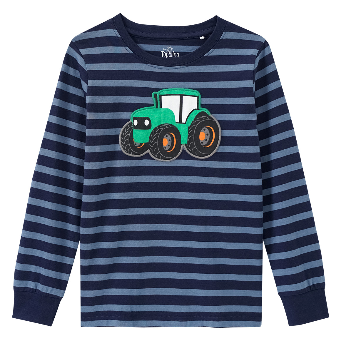 Topolino Jungen Schlafanzug mit Traktor-Applikation dunkelblau / blaugrau