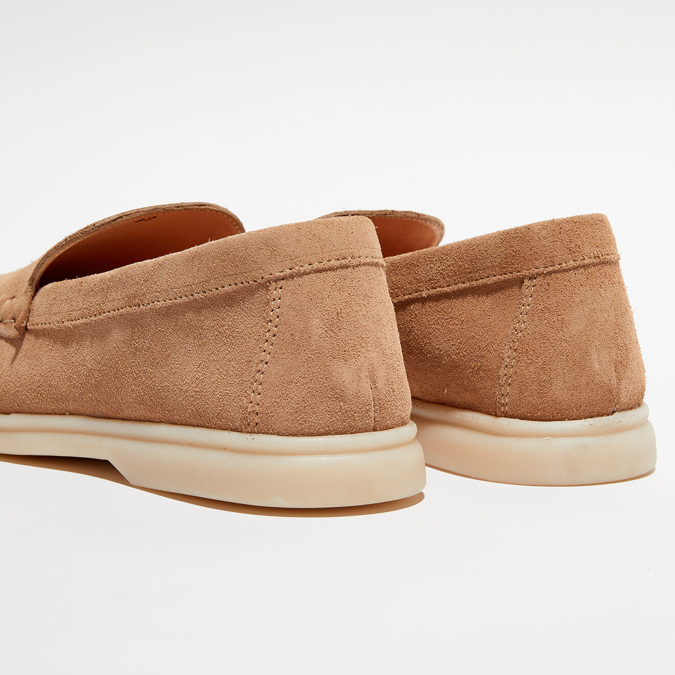 Loafers Mocassins en Velours de Cuir Léo beiges